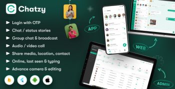 Chatzy - Whatsap Clone Chat & Call App | User App | Web App |  Admin App | Inapp Subscription