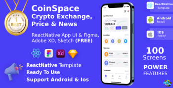 Crypto Currency App FIGMA + XD + SKETCh | UI Kit | ReactNative CLI | CoinSpace