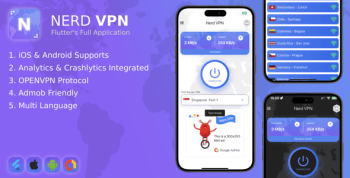 Nerd VPN : Flutter VPN with In App Purchase, Integrated Admin Panel (iOS & Android)