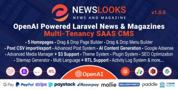 NewsLooks SAAS | OpenAI Powered News & Magazines Multi-Tenancy SAAS CMS