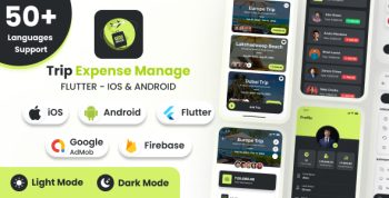 TripMode | Trip Expense Manage - Flutter Android & iOS Full App + Light + Dark Mode (50+ Languages)