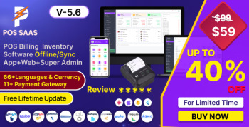 POS SAAS - Flutter POS Billing  Inventory Software with HRM App+Web+Super Admin