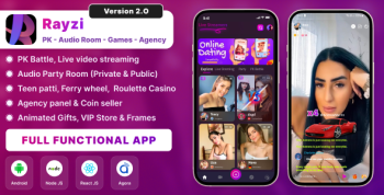 Rayzi : Live streaming, PK Battel, Multi Live, Voice Chat Room, Beauty Filter with Admin Panel