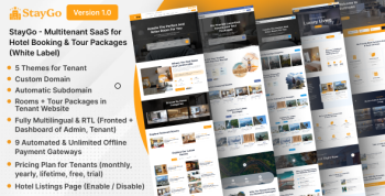 StayGo - Multitenant SAAS for Hotel Booking & Tour Packages (White Label)