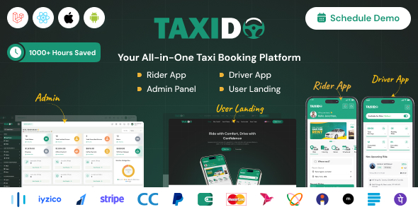 Taxido - InDrive | Grab | Uber Clone | Taxi Booking with Cab | Rental | Bidding | Parcel Taxido - InDrive | Grab | Uber Clone | Taxi Booking with Cab | Rental | Bidding | Parcel