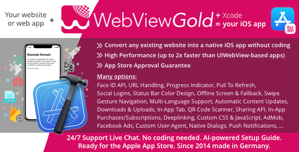 WebViewGold for iOS | Convert website to iOS app | No Code, Push, URL Handling & much more! WebViewGold for iOS | Convert website to iOS app | No Code, Push, URL Handling & much more!