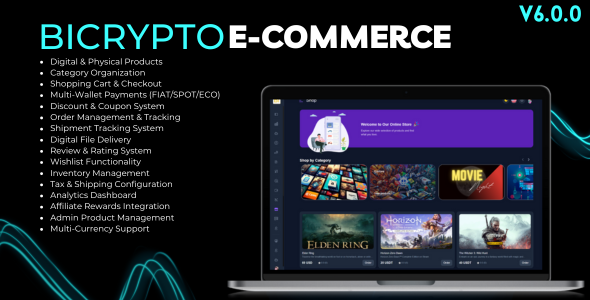 E-commerce for Bicrypto - Digital & Physical Products, Orders & Multi-Wallet Payments Addon E-commerce for Bicrypto - Digital & Physical Products, Orders & Multi-Wallet Payments Addon