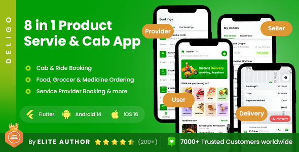 8 App Template | Multi-service| Cab Booking| Handyman| Pharmacy| Delivery App| FLUTTER | DeliGo 2.0 8 App Template | Multi-service| Cab Booking| Handyman| Pharmacy| Delivery App| FLUTTER | DeliGo 2.0