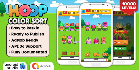 Hoop Color Sort - Puzzle Game Android Studio Project with AdMob Ads + Ready to Publish Hoop Color Sort - Puzzle Game Android Studio Project with AdMob Ads + Ready to Publish