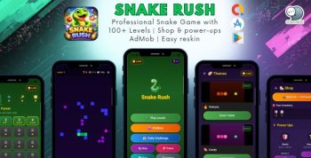 Snake Rush - Professional Snake Game with 100+ Levels | Shop & power-ups | AdMob | Easy reskin