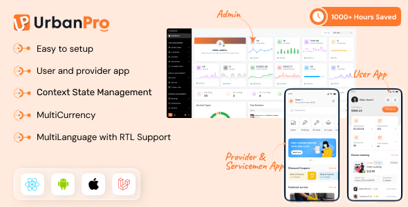Urbanpro | Multi Vendor On Demand, Handyman, Home Service React Native App with Admin Panel Urbanpro | Multi Vendor On Demand, Handyman, Home Service React Native App with Admin Panel