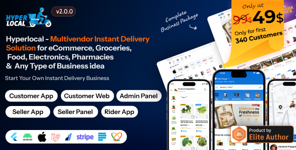 Hyperlocal - Multivendor eCommerce, Grocery, Food, Pharmacy Flutter Delivery app - Admin & Website Hyperlocal - Multivendor eCommerce, Grocery, Food, Pharmacy Flutter Delivery app - Admin & Website
