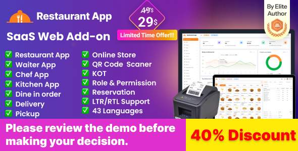 Restaurant App SaaS Web Add-on Restaurant App SaaS Web Add-on